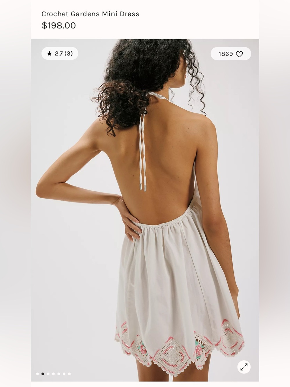 NWOT! Free People Crochet Gardens Mini Dress - Retail $198.00 - Picture 3 of 9